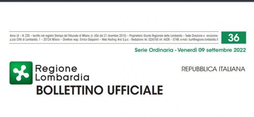 Bollettino Ufficiale di Regione Lombardia di Venerdì 09 Settembre 2022.