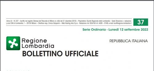 Bollettino Ufficiale di Regione Lombardia di Lunedì 12 Settembre 2022.