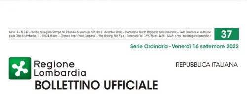 Bollettino Ufficiale di Regione Lombardia di Venerdì 16 Settembre 2022.