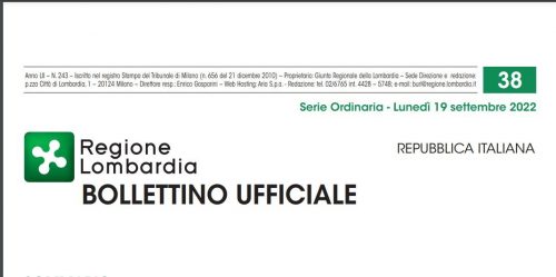Bollettino Ufficiale di Regione Lombardia di Lunedì 19 Settembre 2022.