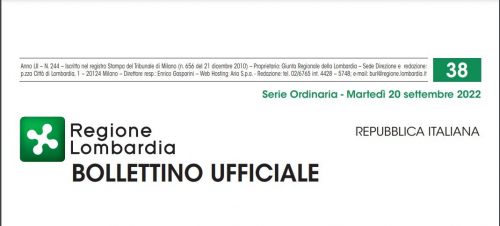 Bollettino Ufficiale di Regione Lombardia di Martedì 20 Settembre 2022.