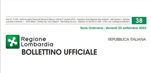 Bollettino Ufficiale di Regione Lombardia di Venerdì 23 Settembre 2022.
