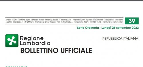 Bollettino Ufficiale di Regione Lombardia di Lunedì 26 Settembre 2022.