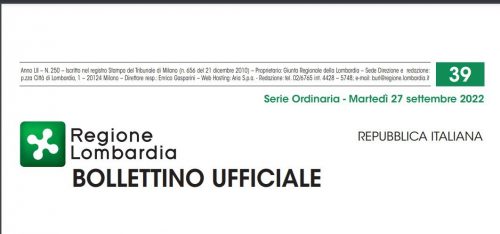 Bollettino Ufficiale di Regione Lombardia di Martedì 27 Settembre 2022.