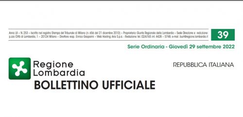 Bollettino Ufficiale di Regione Lombardia di Giovedì 29 Settembre 2022.