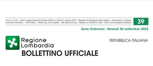 Bollettino Ufficiale di Regione Lombardia di Venerdì 30 Settembre 2022.
