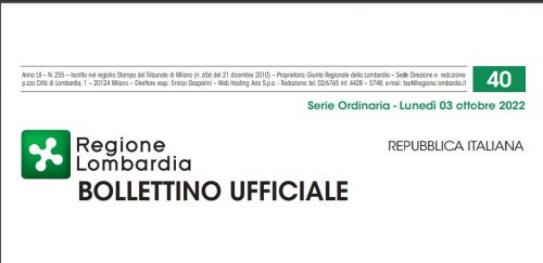 Bollettino Ufficiale di Regione Lombardia di Lunedì 03 Ottobre 2022.
