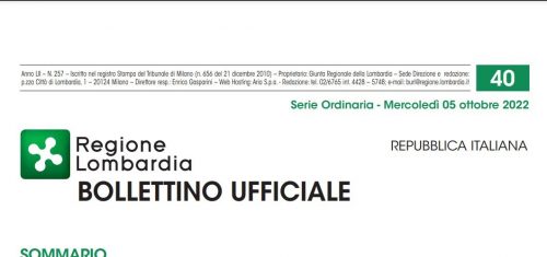 Bollettino Ufficiale di Regione Lombardia di Mercoledì 05 Ottobre 2022.