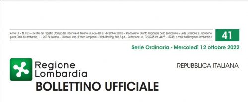 Bollettino Ufficiale di Regione Lombardia di Mercoledì 12 Ottobre 2022.