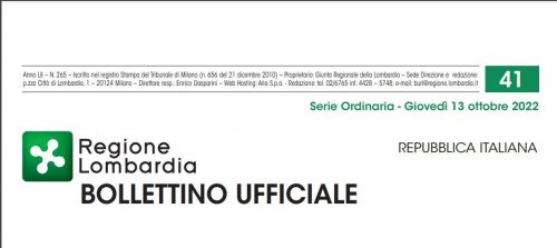 Bollettino Ufficiale di Regione Lombardia di Giovedì 13 Ottobre 2022.