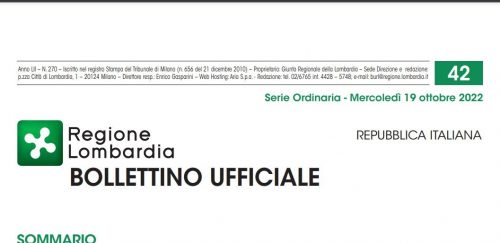 Bollettino Ufficiale di Regione Lombardia di Mercoledì 19 Ottobre 2022.