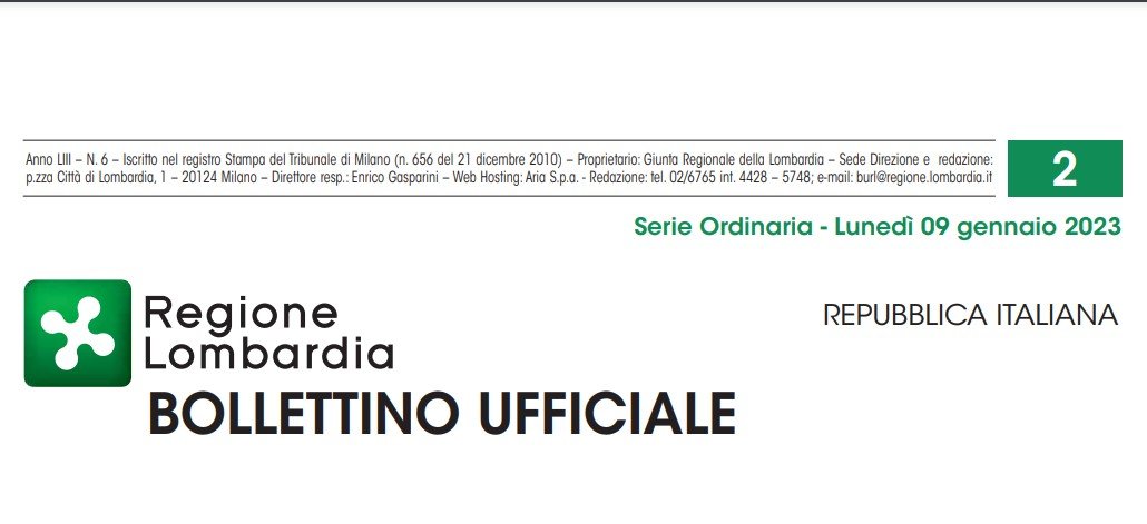 Bollettino Ufficiale di Regione Lombardia Lunedì 09 Gennaio 2023.