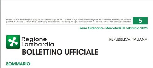 Bollettino Ufficiale di Regione Lombardia Mercoledì 01 Febbraio 2023.