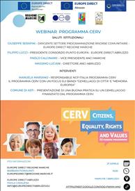 Webinar "Programma CERV” con un focus sui bandi “GEMELLAGGI DI CITTÀ" e "MEMORIA EUROPEA” – 27 aprile 2023 ore 15.30 (online) – www.regione.marche.it