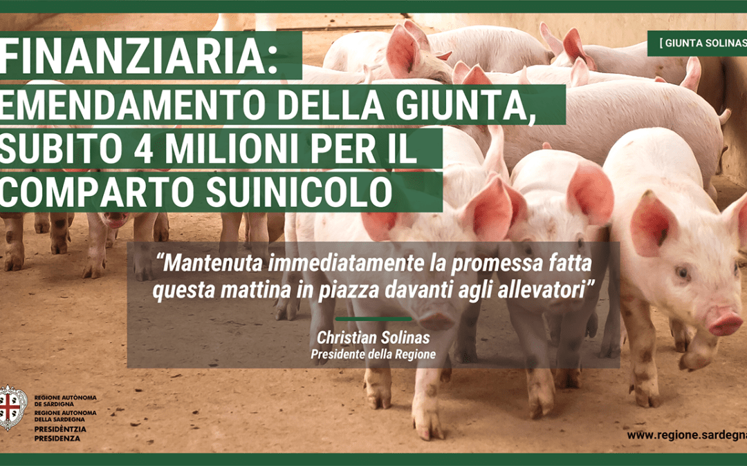 Finanziaria: passa un emendamento della Giunta, subito 4 milioni per il comparto suinicolo. Il Presidente Solinas: Mantenuta imm… – www.regione.sardegna.it