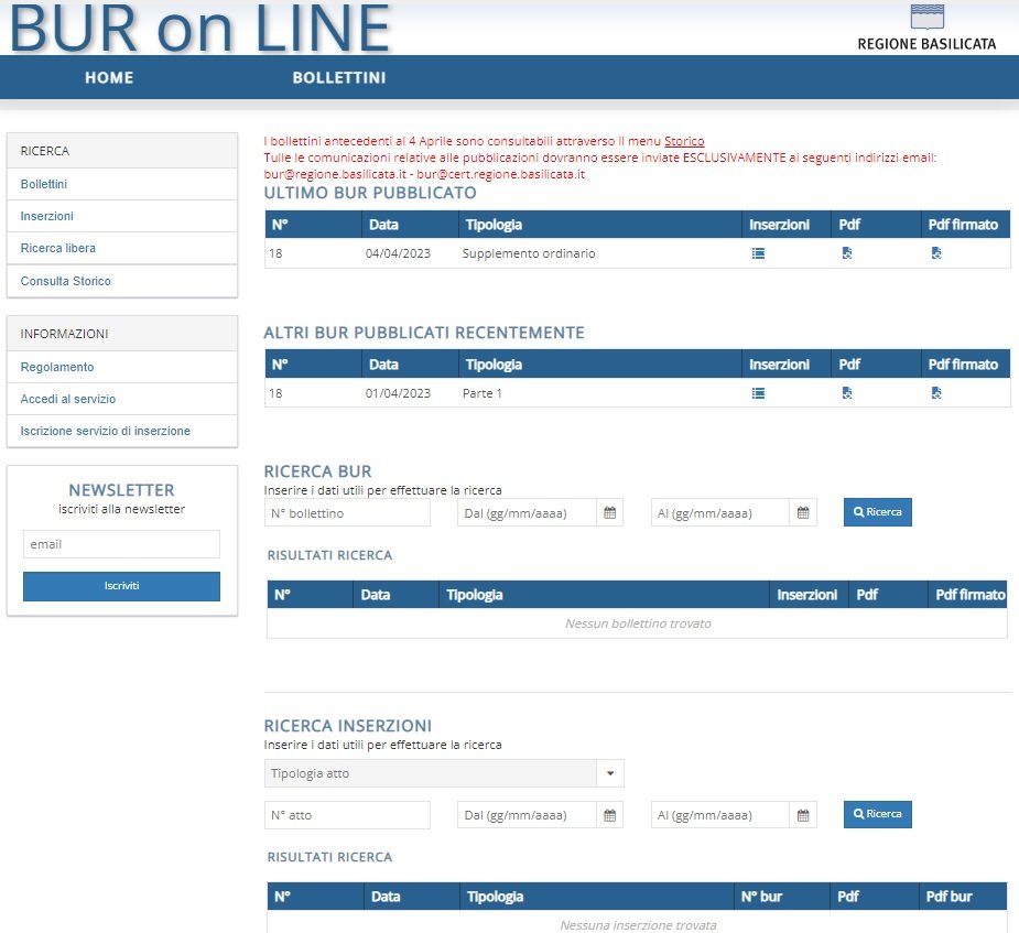 Basilicata Bollettino