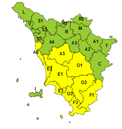 Temporali e rischio idraulico: codice giallo nel centro-sud della Toscana fino alle 22 
						 – www.toscana-notizie.it