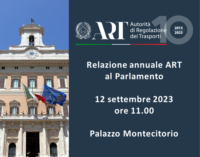 Save the date: 12 settembre 2023, ore 11.00 | Relazione annuale ART al Parlamento – www.autorita-trasporti.it