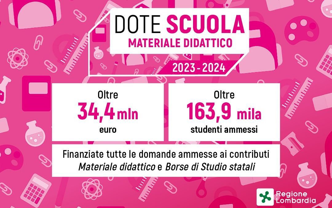 Dote materiale didattico e borse di studio, contributo da 210 euro al via – www.lombardianotizie.online