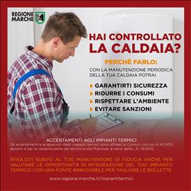 Riparte la campagna regionale di comunicazione sulla manutenzione e il controllo degli impianti termici – www.regione.marche.it