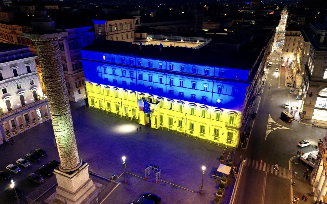 Giornata dell’indipendenza dell’Ucraina, Palazzo Chigi si illumina di giallo e blu – www.governo.it