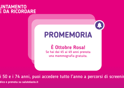 01/10/2023 – OTTOBRE ROSA – MESE DELLA PREVENZIONE DEL TUMORE AL SENO – www.salutelazio.it