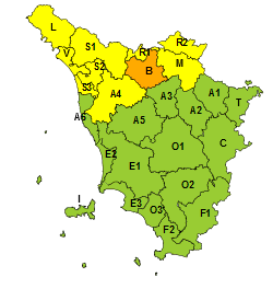 Codice arancione per rischio idrogeologico per bacini Bisenzio e Ombrone Pistoiese 
						 – www.toscana-notizie.it