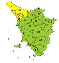 Maltempo, codice giallo per l’area di nord ovest dalle 12 alle 24 di mercoledì 1 novembre 
						 – www.toscana-notizie.it