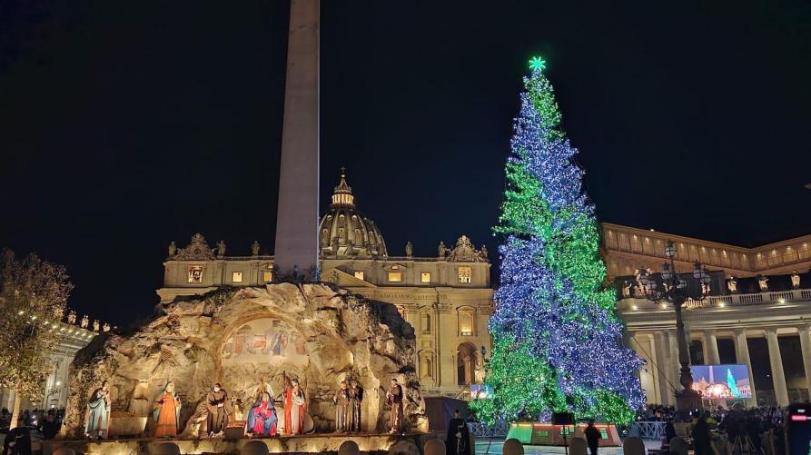 Brilla in piazza San Pietro l’albero di Natale dono di Macra e delle montagne del Piemonte 
 – www.regione.piemonte.it