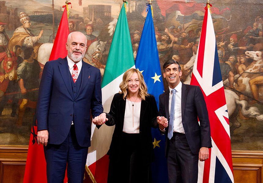 Incontro Meloni – Sunak – Rama a Palazzo Chigi – www.governo.it