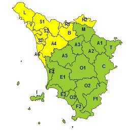 Maltempo, codice giallo per rischio idrogeologico nelle zone nord-occidentali 
						 – www.toscana-notizie.it