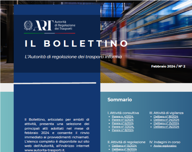 Pubblicato il Bollettino ART n. 2/2024 – www.autorita-trasporti.it