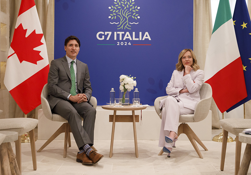 Vertice G7, incontro bilaterale Meloni – Trudeau – www.governo.it