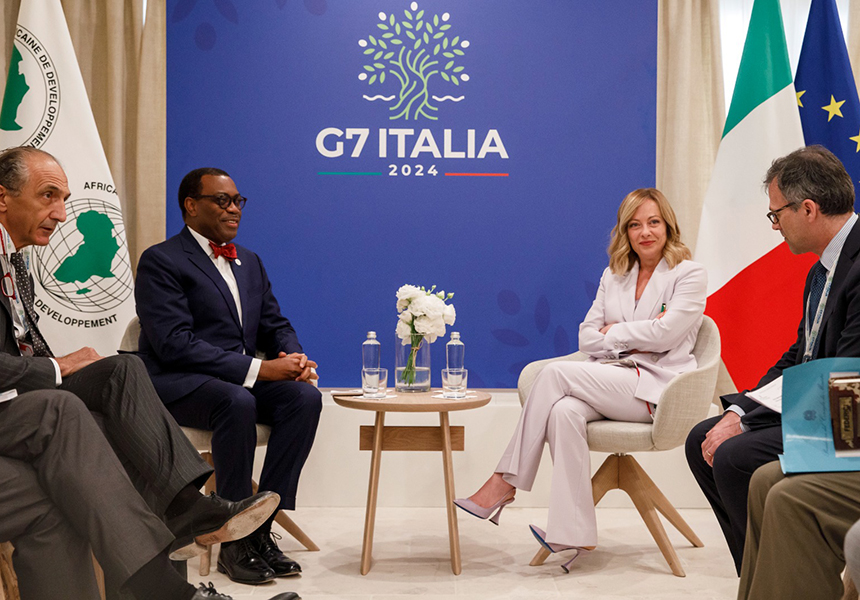 Vertice G7, incontro bilaterale Meloni – Adesina (Presidente Banca africana di sviluppo), il comunicato stampa congiunto – www.governo.it