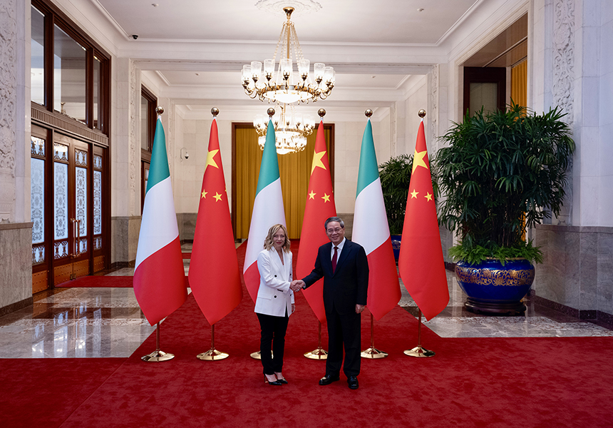 Visita in Cina, incontro del Presidente Meloni con il Primo Ministro Li Qiang – www.governo.it