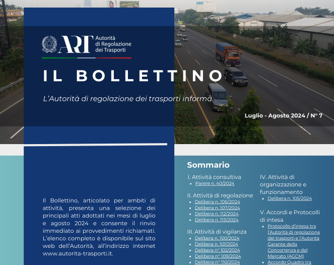 Pubblicato il Bollettino ART n. 7/2024 – www.autorita-trasporti.it