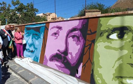 Inaugurato a Scillato murales antimafia. Albano: «Progetto di grande valore civile»