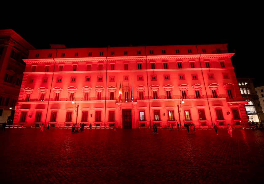 Giornata mondiale del Cuore – Palazzo Chigi si illumina di rosso – www.governo.it
