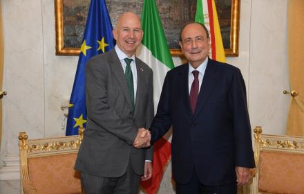 Schifani riceve l’ambasciatore Usa: «Presto in America con una delegazione imprenditori siciliani»
