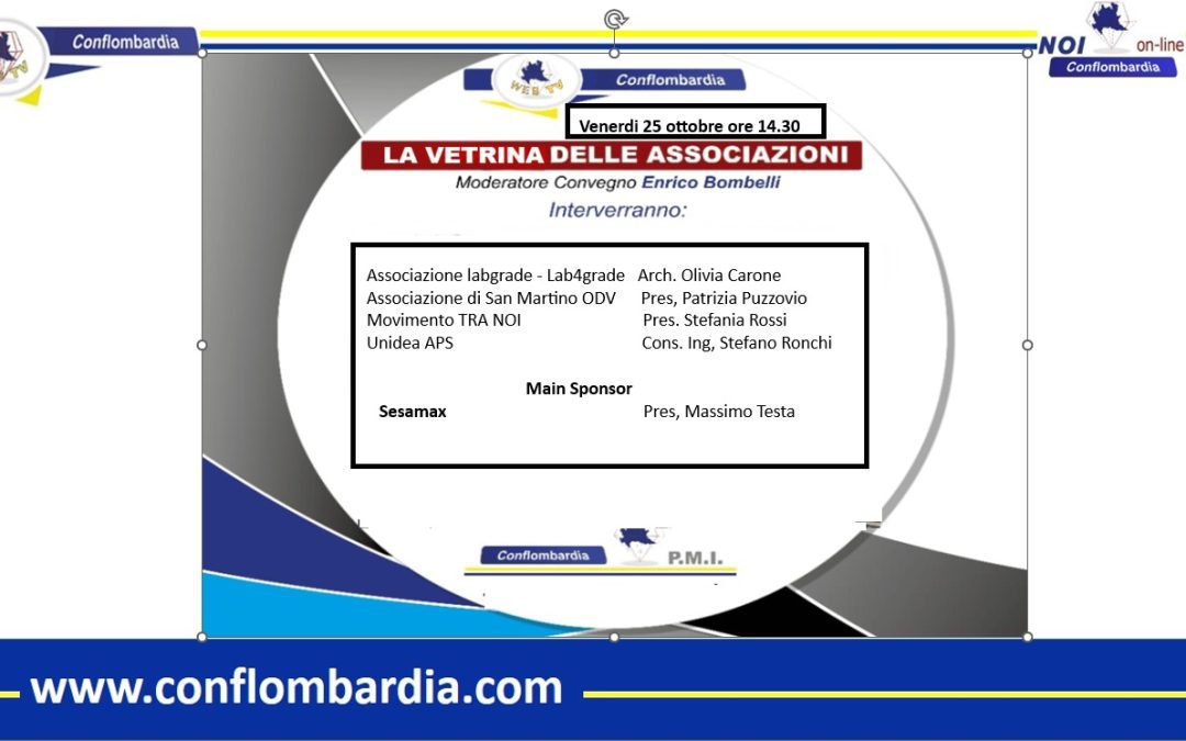 Evento La Vetrina delle Associazioni – 25 Ottobre, Ore 14:30