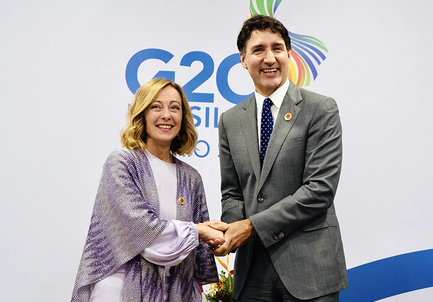 Vertice G20, l’incontro del Presidente Meloni con il Primo Ministro canadese Justin Trudeau – www.governo.it