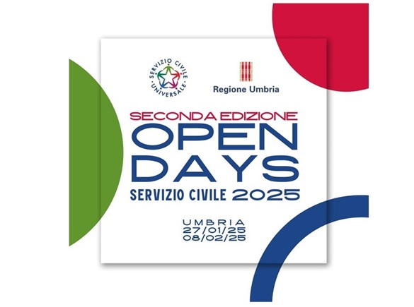 Open Days del Servizio Civile Universale, seconda edizione tra il 27 gennaio e l’8 febbraio. In Umbria 60 programmi di intervento articolati in 121 progetti per 1.090 posti disponibili. Barcaioli: “Sosteniamo i giovani nel loro impegno civile” – www.regione.umbria.it