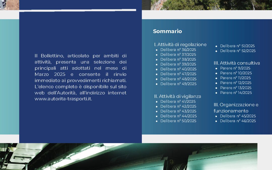 Pubblicato il Bollettino ART n. 3/2025 – www.autorita-trasporti.it