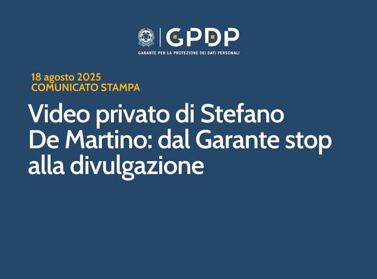 COMUNICATO STAMPA – Video privato di Stefano De Martino: dal Garante… – www.gpdp.it