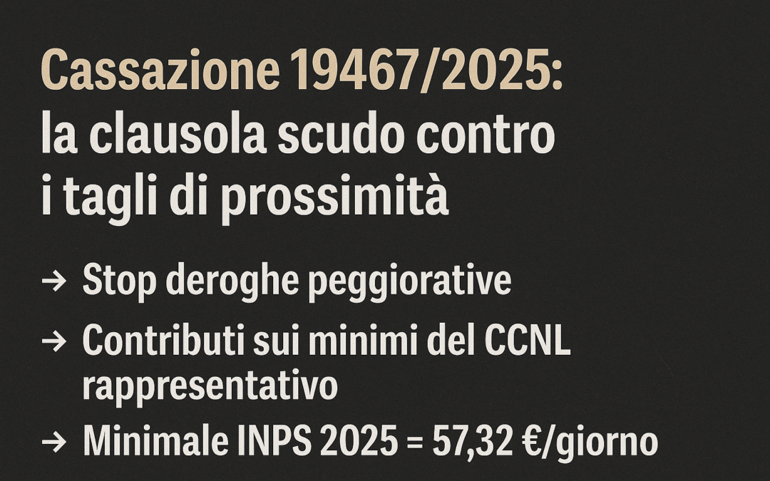Cassazione 19467/2025: la clausola scudo contro i tagli di prossimità