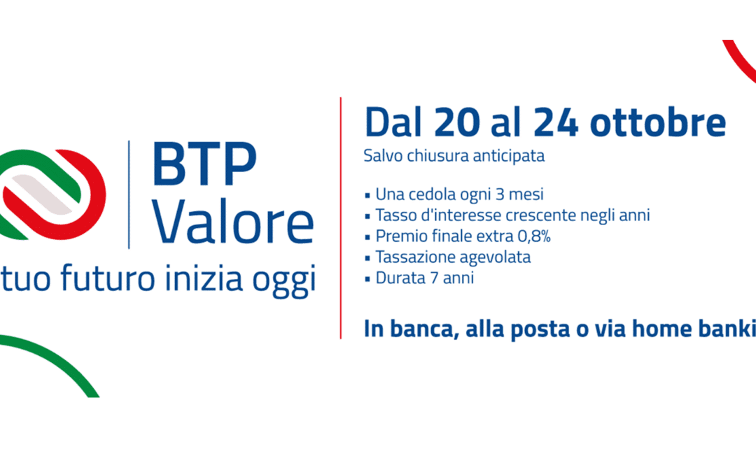 Btp Valore, nuova emissione dal 20 al 24 ottobre – www.mef.gov.it