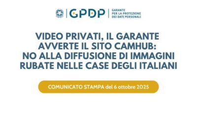 COMUNICATO STAMPA – Video privati, il Garante avverte il sito CamHub: no… – www.gpdp.it