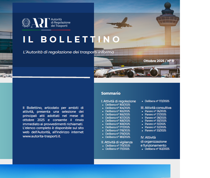 Pubblicato il Bollettino ART n. 9/2025 – www.autorita-trasporti.it