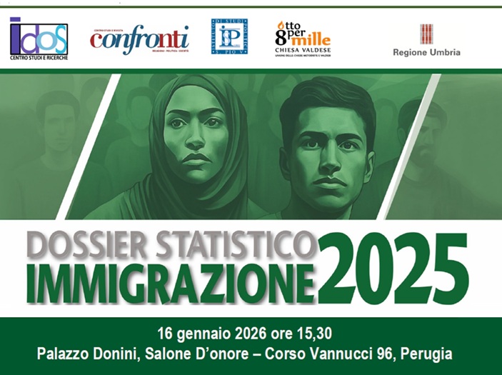 Dossier statistico immigrazione 2025, venerdì 16 gennaio alle ore 15.30 sarà presentato presso il Salone d’Onore di Palazzo Donini alla presenza dall’assessore alle Politiche dell’immigrazione della Regione Umbria Fabio Barcaioli – www.regione.umbria.it