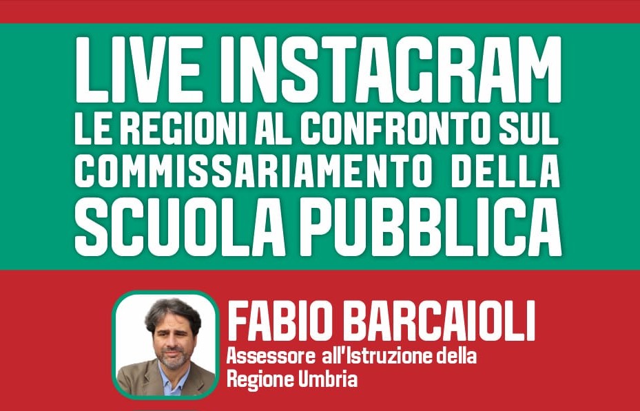 Dimensionamento scolastico, Emilia-Romagna, Sardegna, Toscana e Umbria a confronto. Diretta Instagram sul commissariamento – www.regione.umbria.it